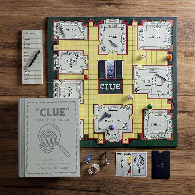 Clue Vintage Bookshelf Edition Detective Game - Book Shelf Game