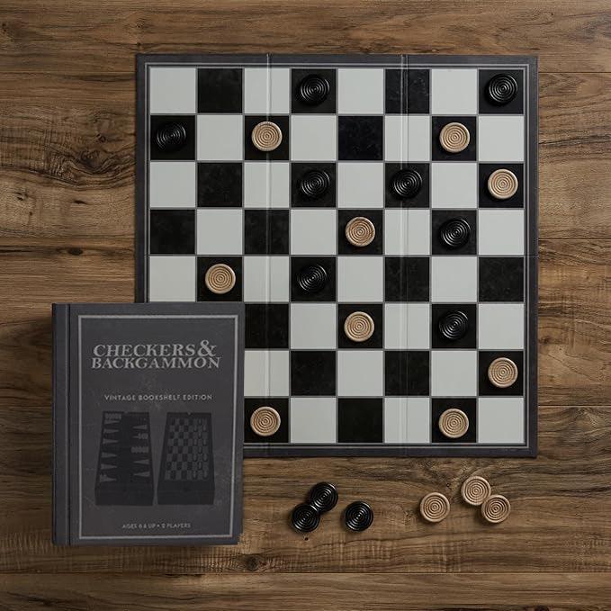 Checkers And Backgammon Vintage Bookshelf Edition Games - Book Shelf Game