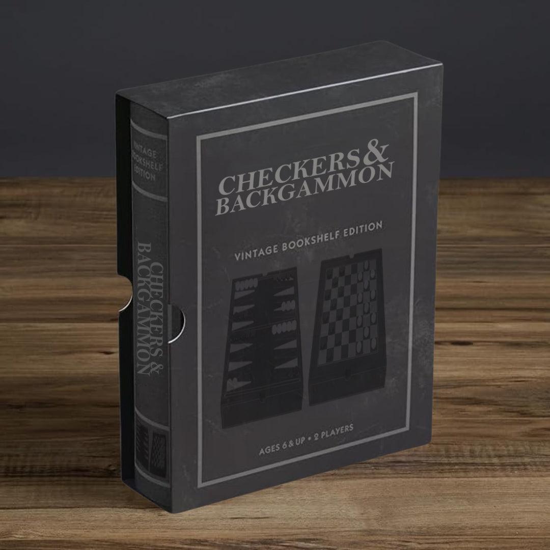 Checkers And Backgammon Vintage Bookshelf Edition Games - Book Shelf Game